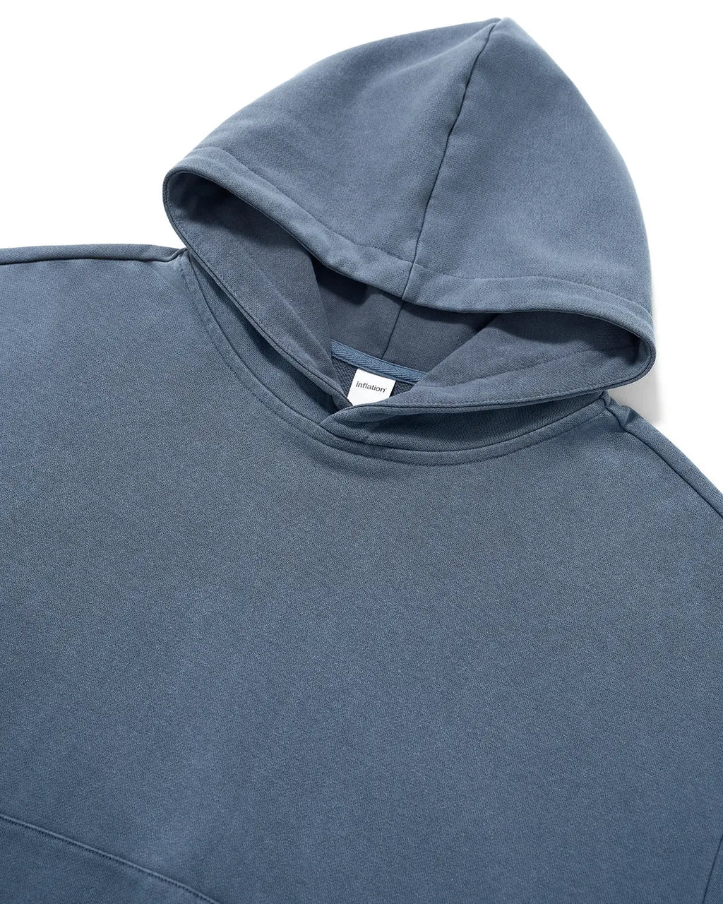 Inflation Streetwear garment washed French Terry hoodie, featuring a relaxed fit and soft fabric in a casual streetwear style.