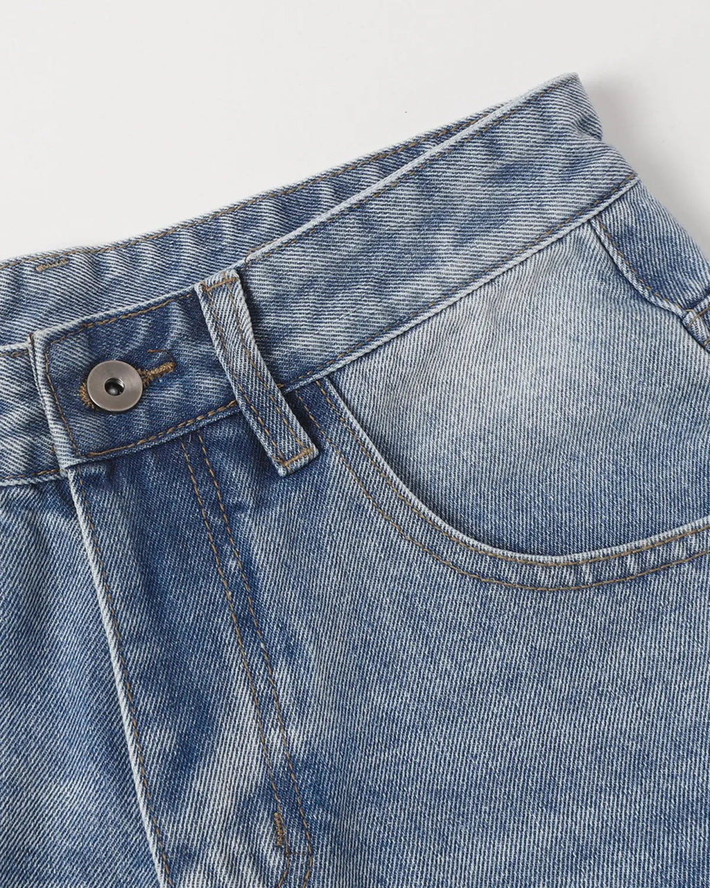 Ripped mid-length washed denim shorts by Inflation Streetwear, casual stylish denim pants with distressed details.