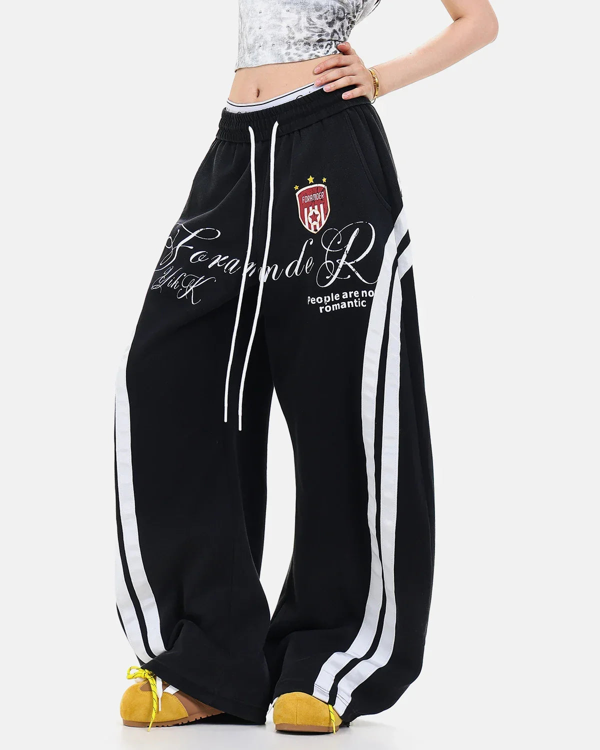 Washed stripe barrel sweatpants by INFLATION, stylish streetwear pants with a relaxed fit and washed striped design.