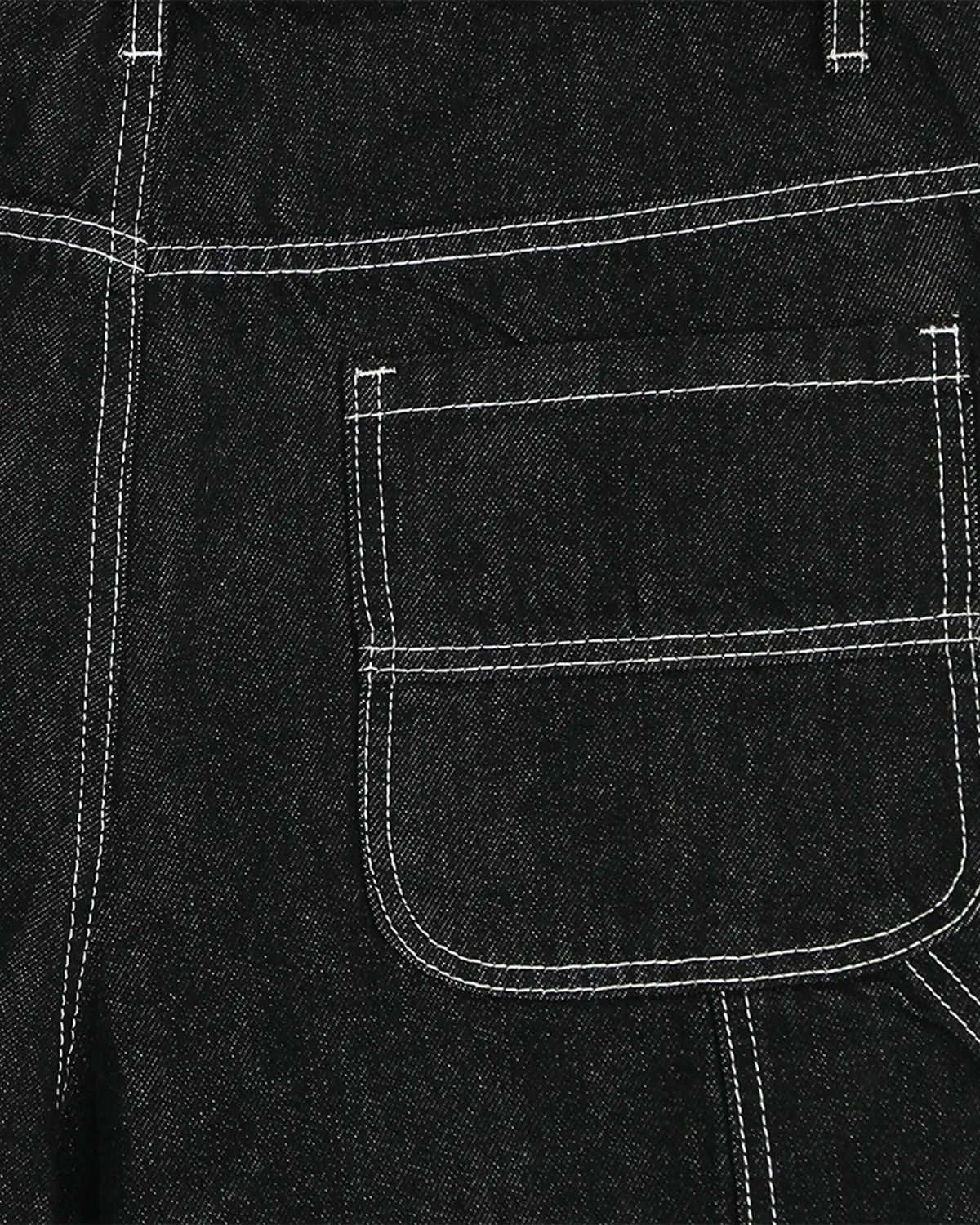 Inflation brand raw cargo jorts with contrast stitching, featuring rugged denim and multiple pockets, casual streetwear pants.