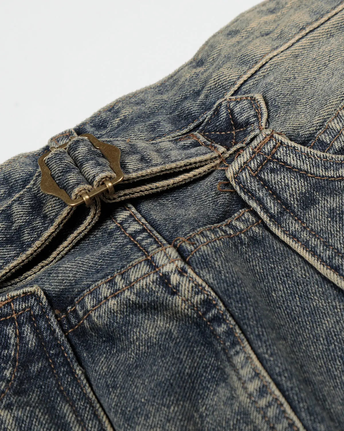 Inflation brand acid washed cinch back buckle jorts, denim shorts with adjustable waist and distressed details, stylish streetwear pants