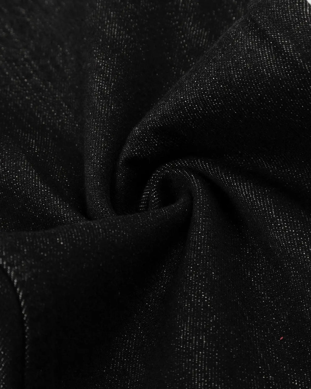 Raw Buttons Up Baggy Jeans by INFLATION Streetwear, showing relaxed fit denim with button details and distressed style.
