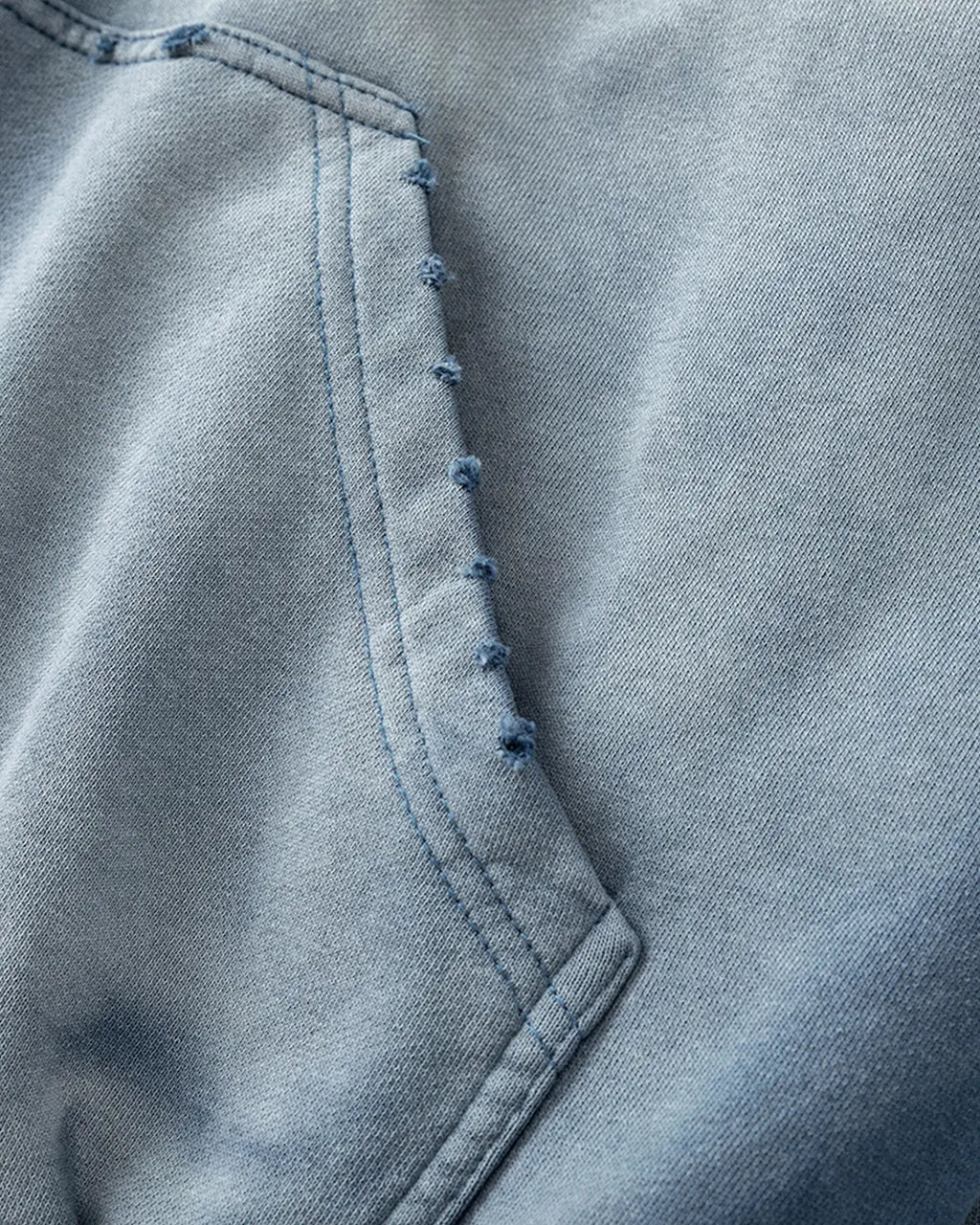 Blue distressed acid wash zip-up hoodie from INFLATION, streetwear style with a casual fit and front zipper detail.