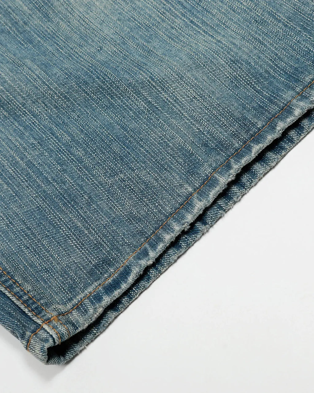 Deconstructed bamboo weave baggy jeans from INFLATION Streetwear featuring loose fit and unique textured fabric.