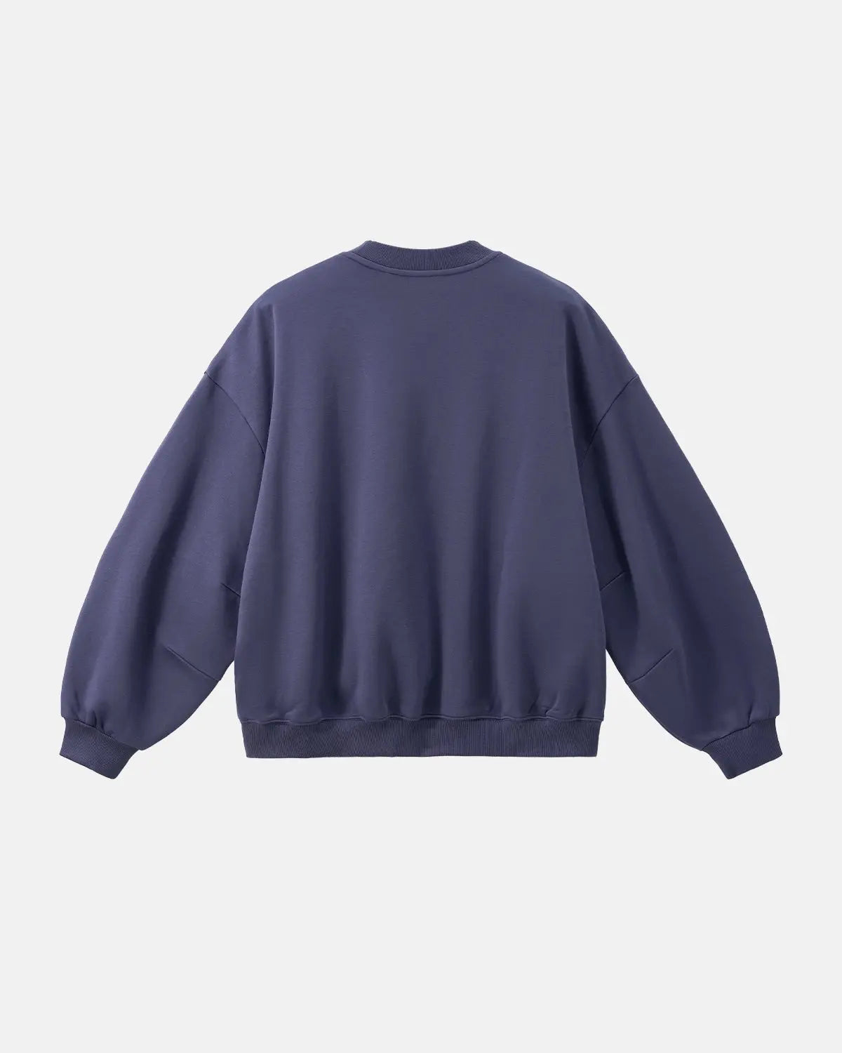 Blank comfy crewneck sweatshirt by INFLATION, soft fabric, relaxed fit, light color, shown on a hanger.