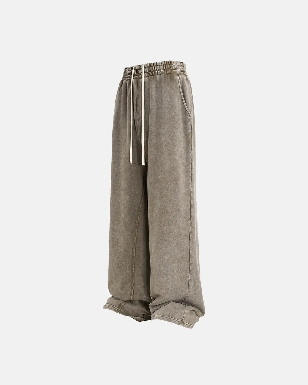 Inflation Streetwear straight leg acid wash sweatpants showing relaxed fit, distressed denim style, and casual streetwear design.