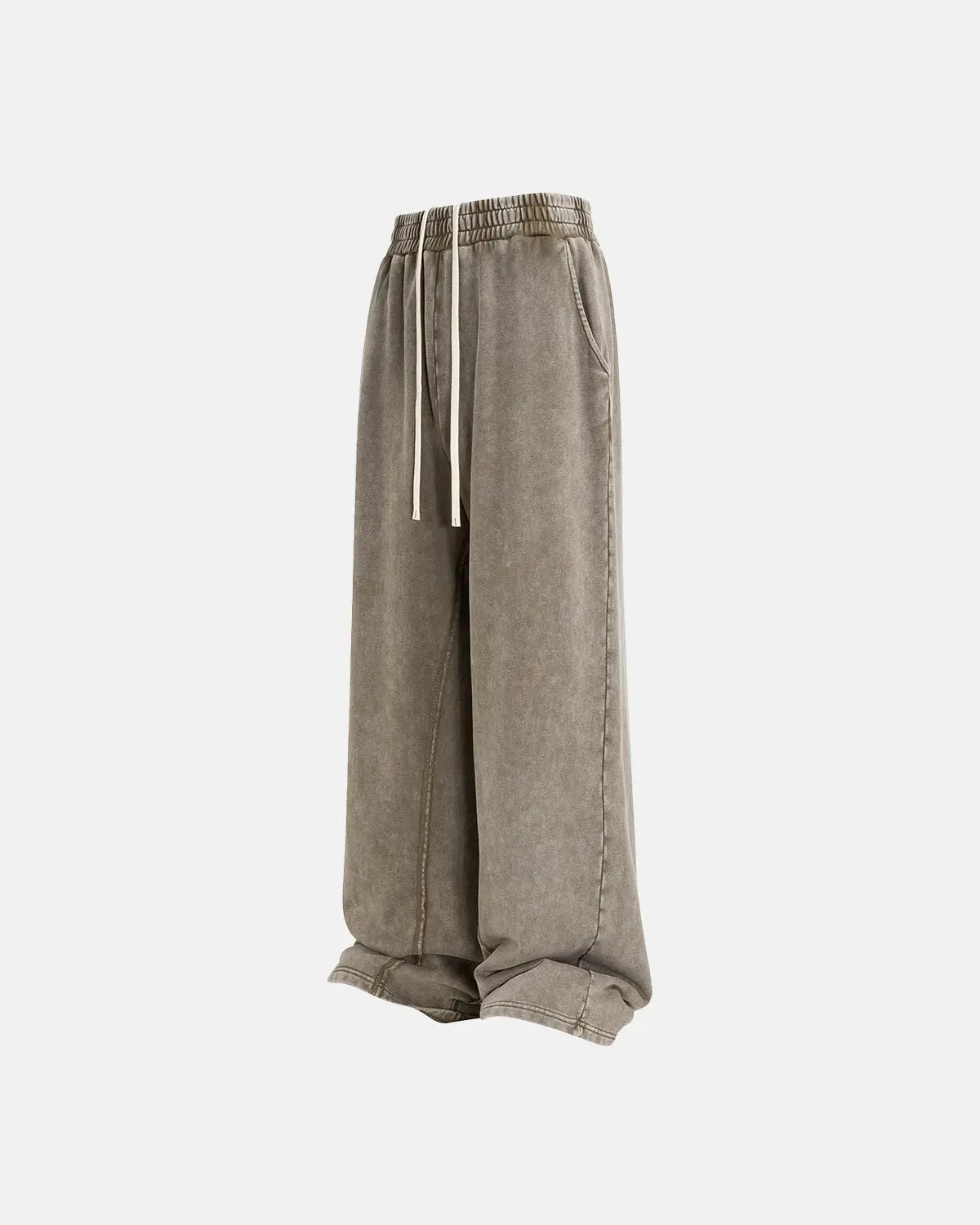 Inflation Streetwear straight leg acid wash sweatpants showing relaxed fit, distressed denim style, and casual streetwear design.