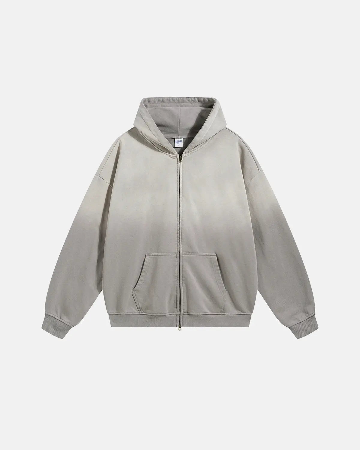 INFLATION Monkey Wash French Terry Zip Up Hoodie with front pockets and full zipper, featuring a playful monkey design.