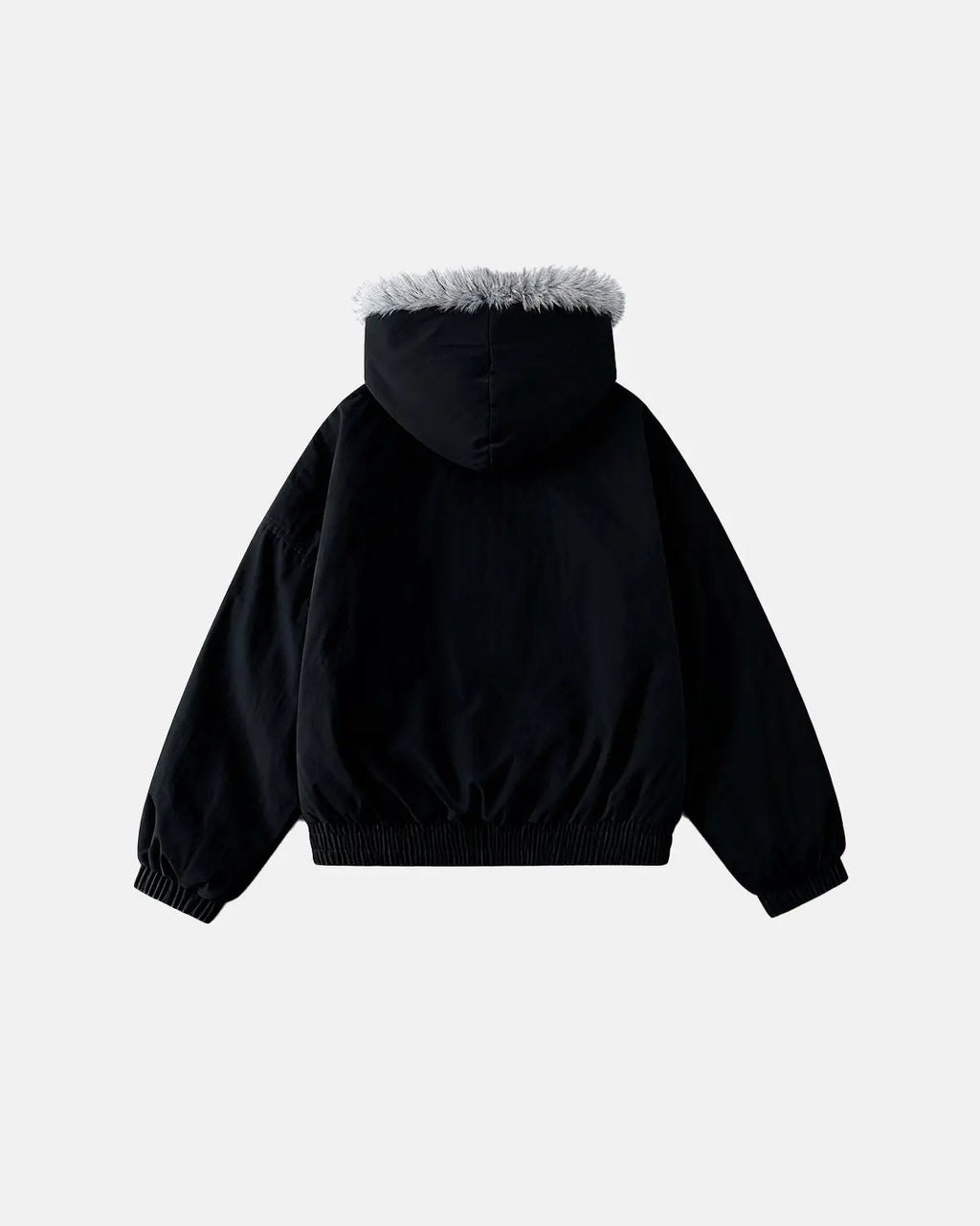 Inflation Streetwear faux fur lined padded bomber jacket, stylish winter outerwear with a plush fur interior and quilted design.