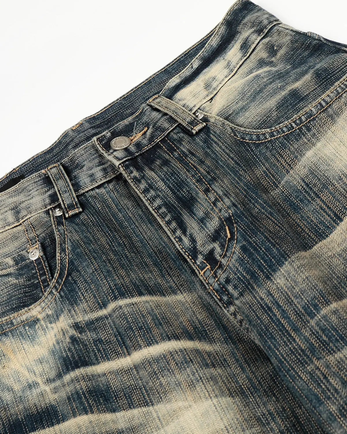 Bamboo weave barrel baggy jeans by INFLATION, featuring a relaxed fit and textured bamboo pattern for a stylish streetwear look.