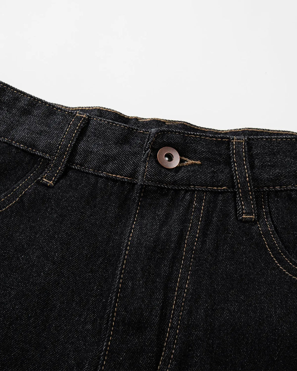 Raw denim longline cargo jorts by INFLATION, featuring distressed details, multiple cargo pockets, and a relaxed fit.