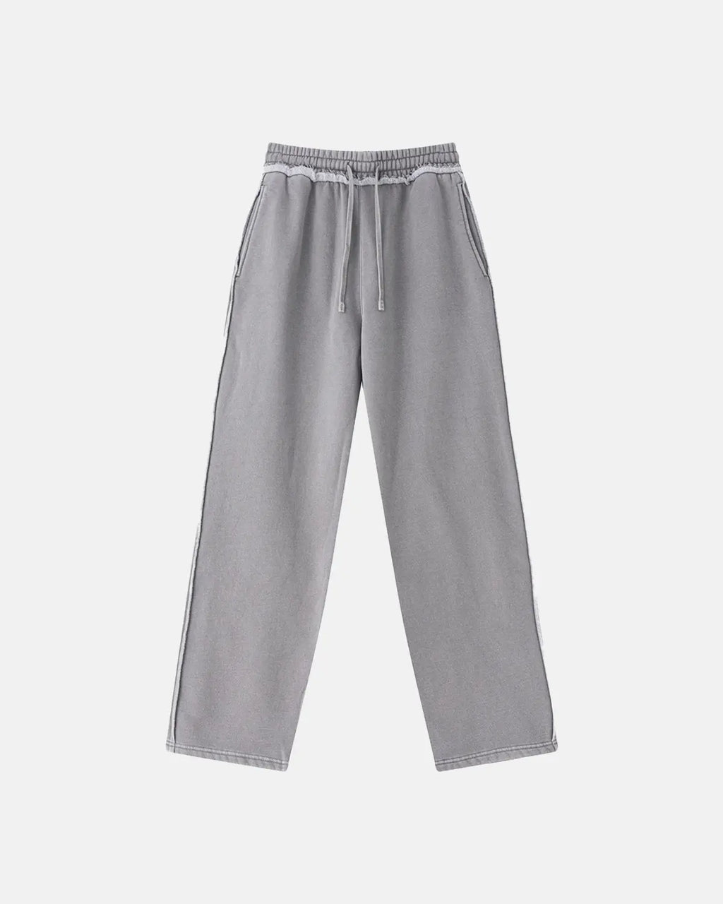 Inflation Wash Patchwork straight-leg sweatpants with casual fit, featuring patchwork details and versatile streetwear style.