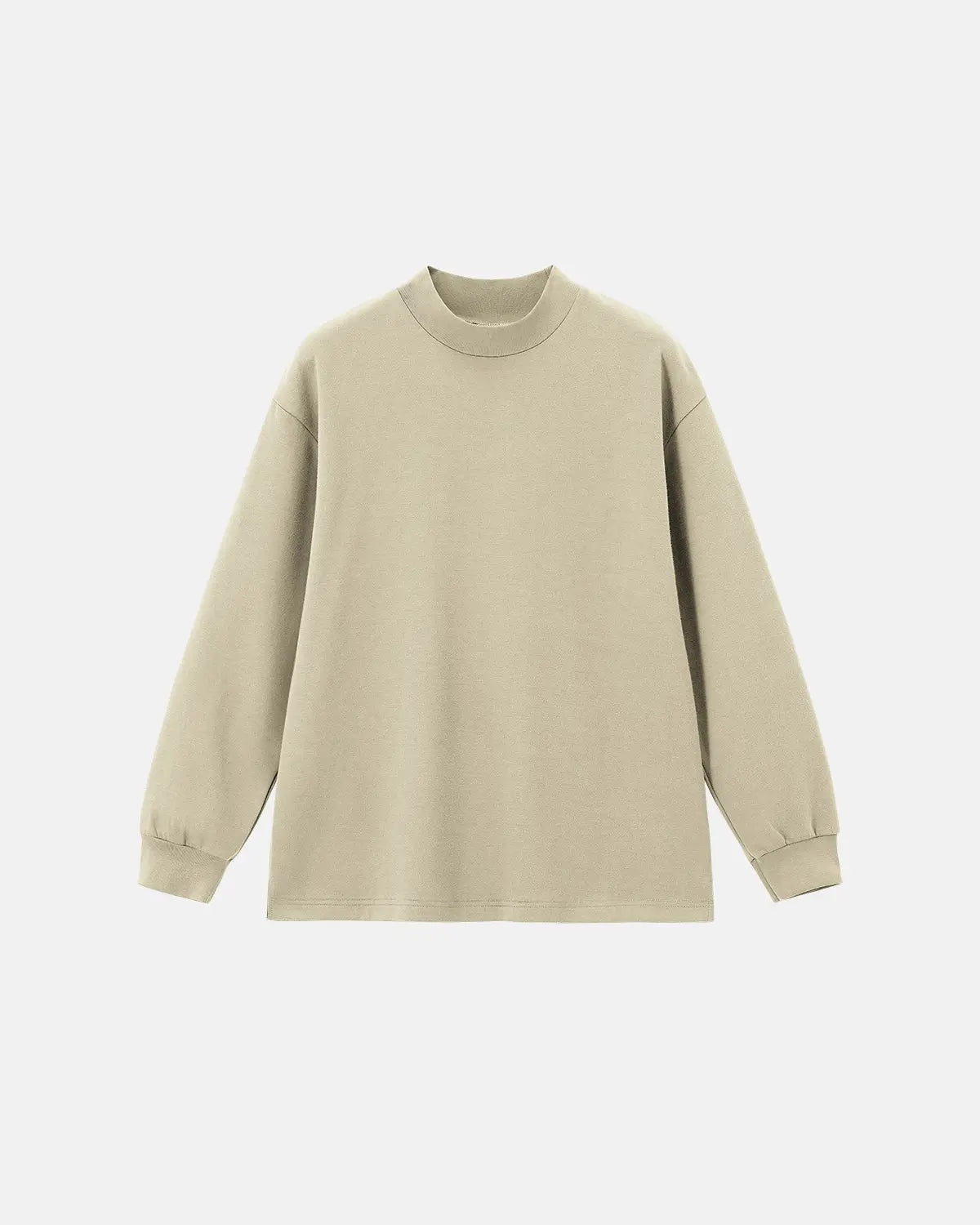Inflation Soft Touch Mock Neck Sweatshirt in neutral color, showcasing its cozy fabric and stylish fit.