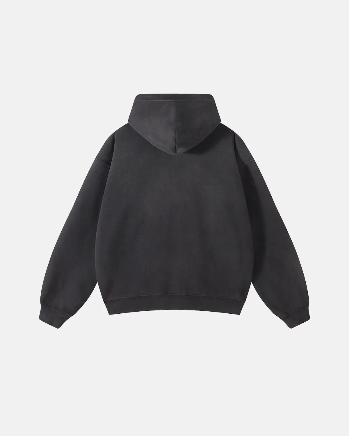 Acid washed zip-up hoodie by INFLATION featuring a casual streetwear style with a front zipper and distressed fabric.