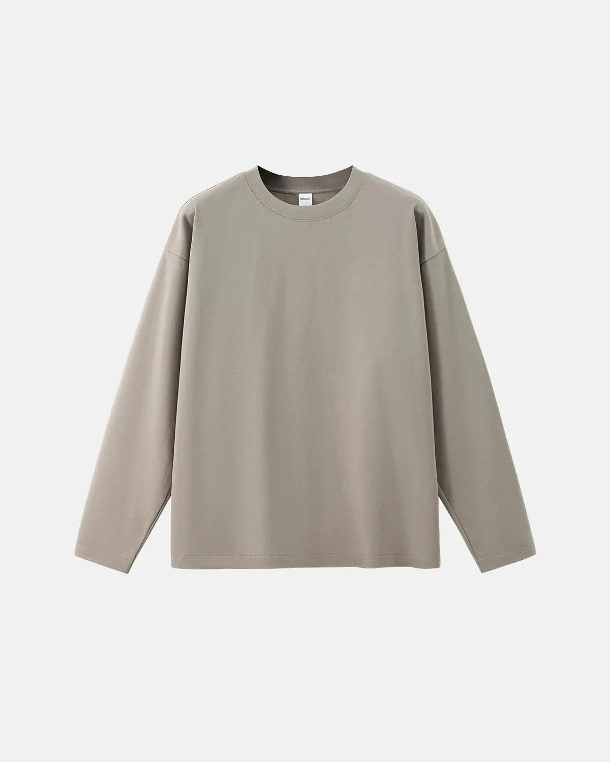 Plain white cotton long sleeve T-shirt by INFLATION, versatile streetwear with a smooth fabric finish and classic fit.