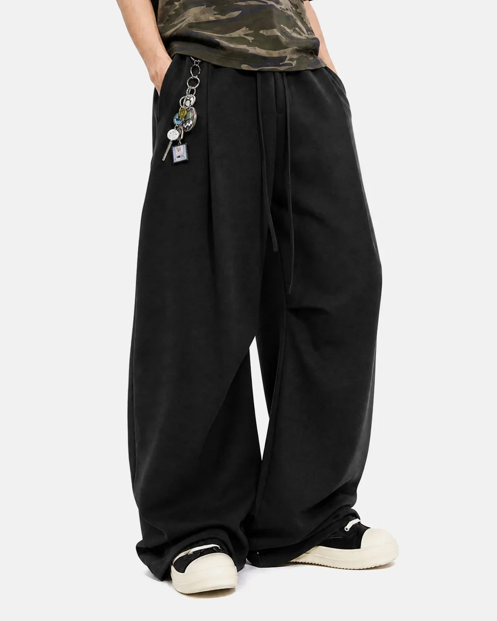 Light beige cotton linen wide-leg pants by INFLATION featuring a relaxed fit and stylish flowy design.