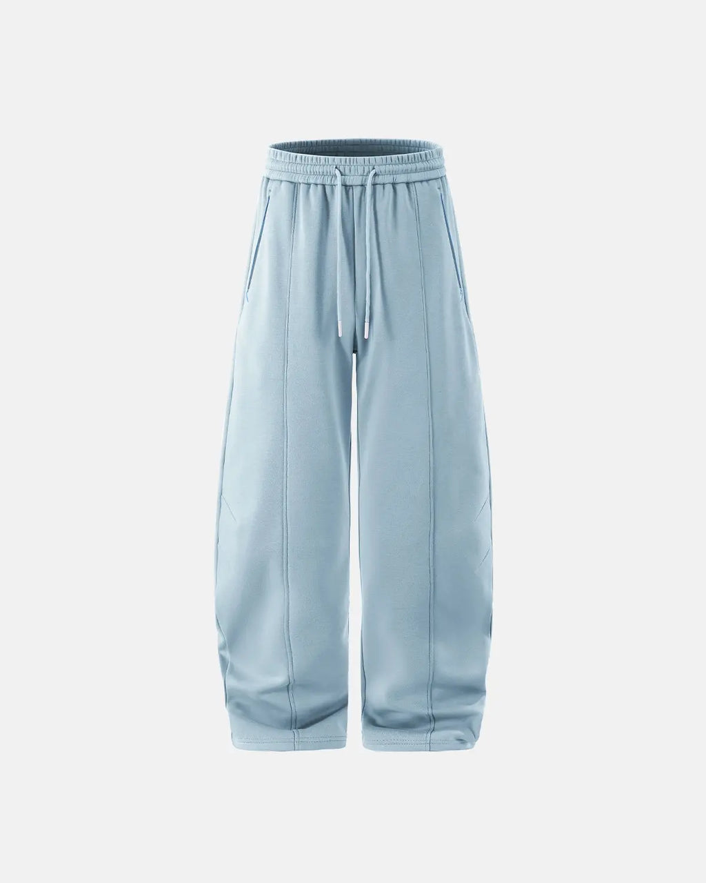 Blank Comfy Barrel Sweatpant by INFLATION, beige relaxed fit sweatpants with elastic cuffs and drawstring waist, casual streetwear style