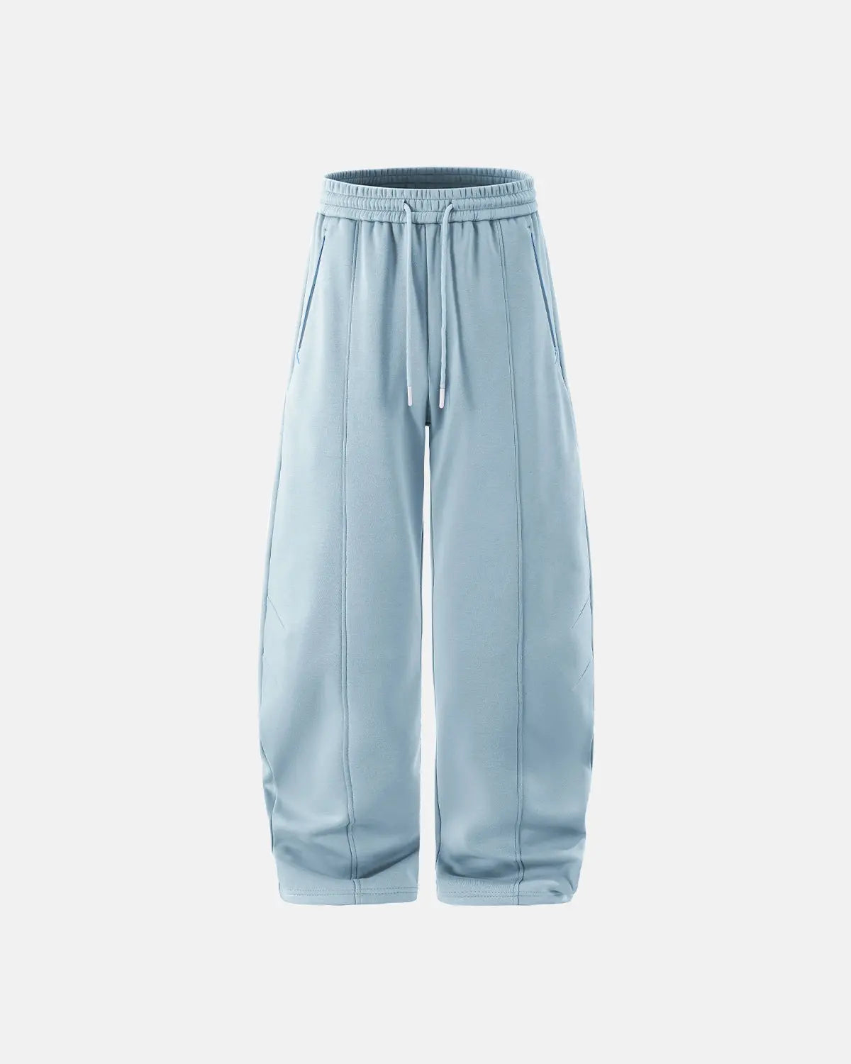 Blank Comfy Barrel Sweatpant by INFLATION, beige relaxed fit sweatpants with elastic cuffs and drawstring waist, casual streetwear style