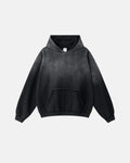 Inflation Streetwear Monkey Wash Ripped Hoodie featuring distressed details and casual style, displayed on a hanger.