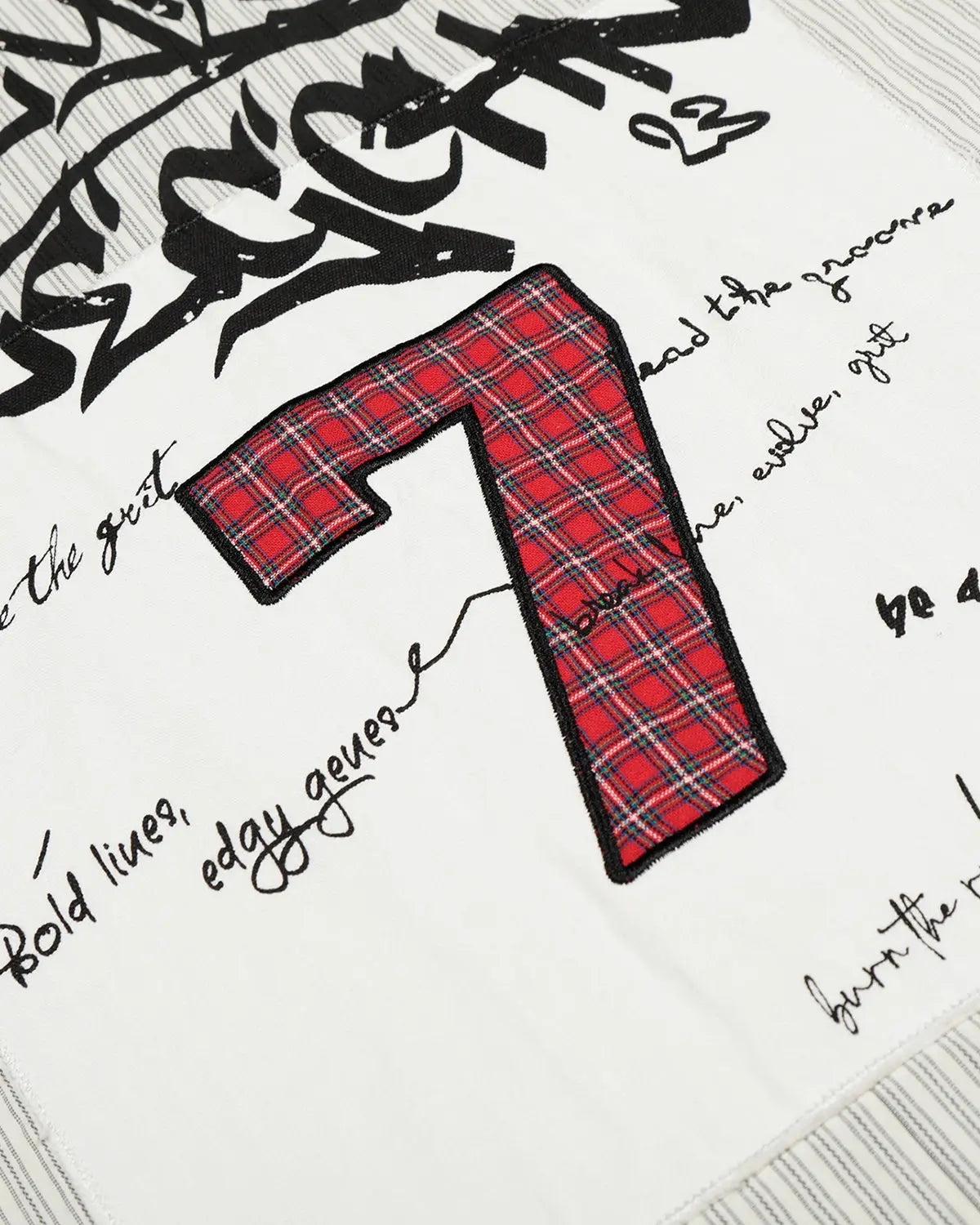 Inflation Streetwear graffiti patch striped shirt, casual streetwear style, with vibrant graffiti patches and bold striped design.