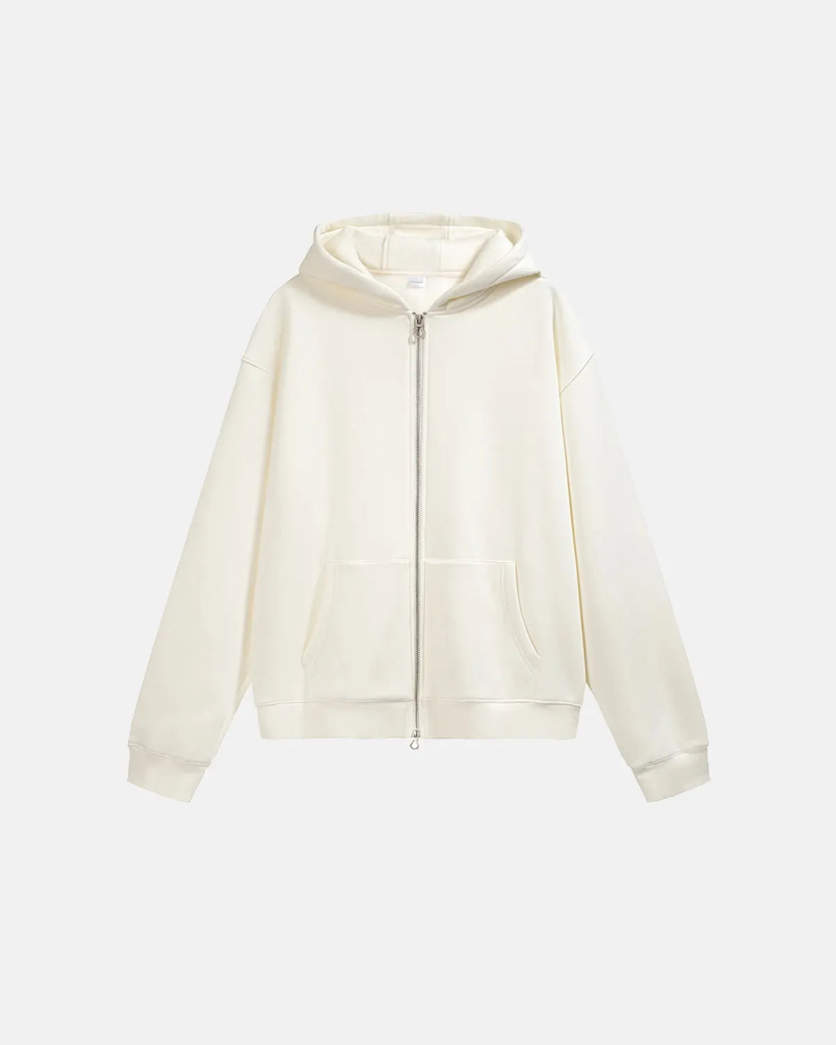 Inflation Streetwear fleece zip-up oversized hoodie in soft material, featuring a relaxed fit and front zipper design.