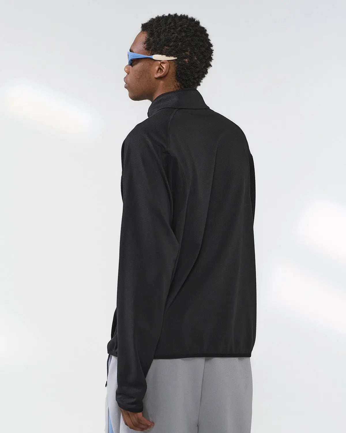Inflation Streetwear breathable grid fleece half-zip sweatshirt in stylish design, showcasing the soft, textured fabric and relaxed fit.