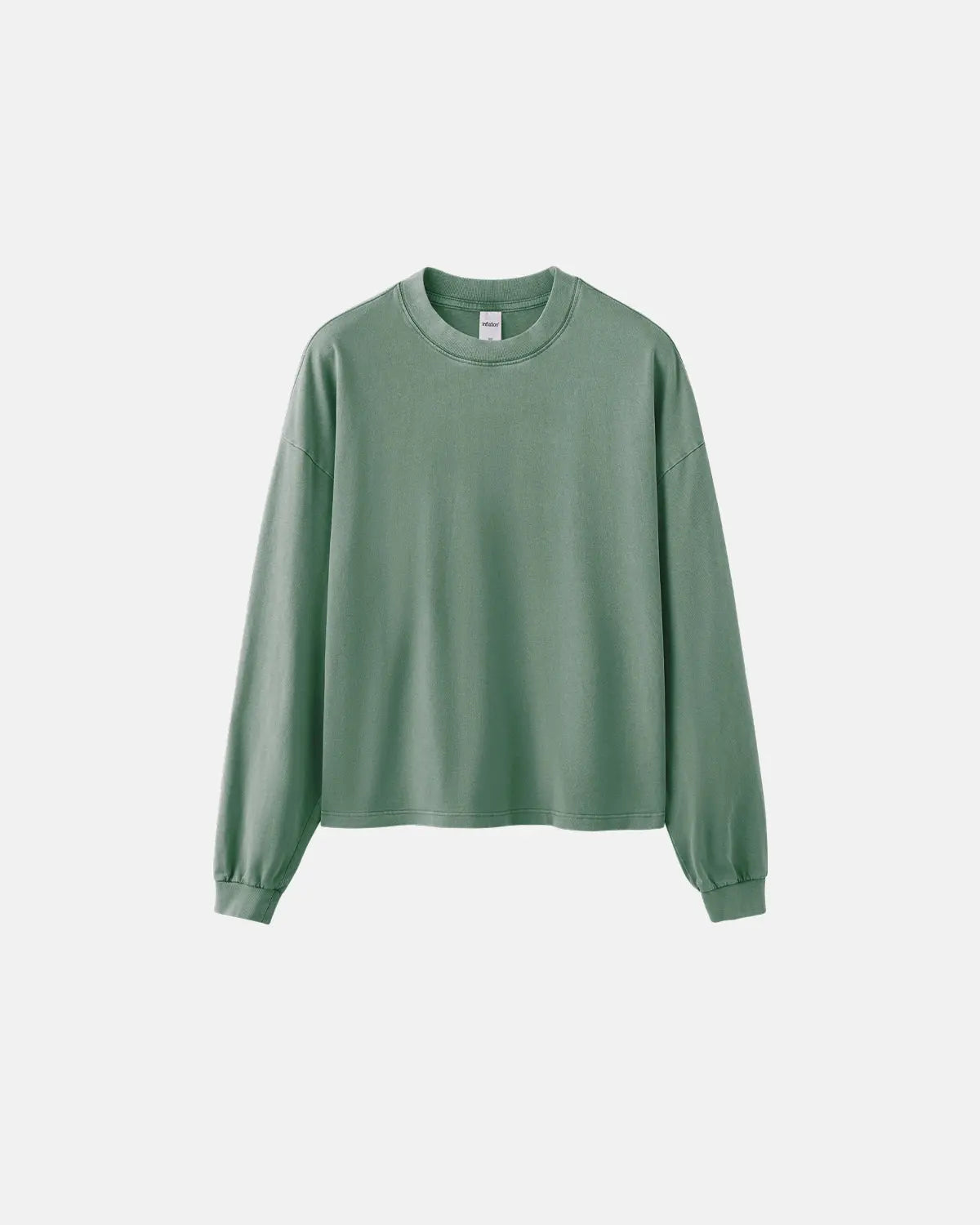 Inflation Streetwear distressed washed long sleeve tee with faded fabric and casual fit, showcasing a relaxed, worn-in style.