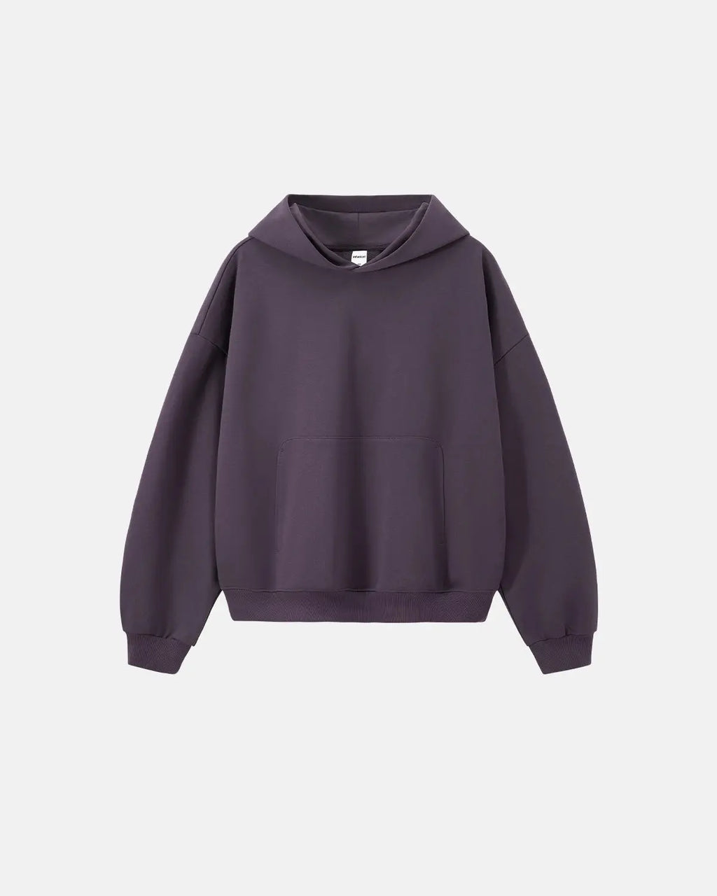 Blank boxy fit French terry hoodie by INFLATION, showing the relaxed fit and soft fabric in a neutral color.