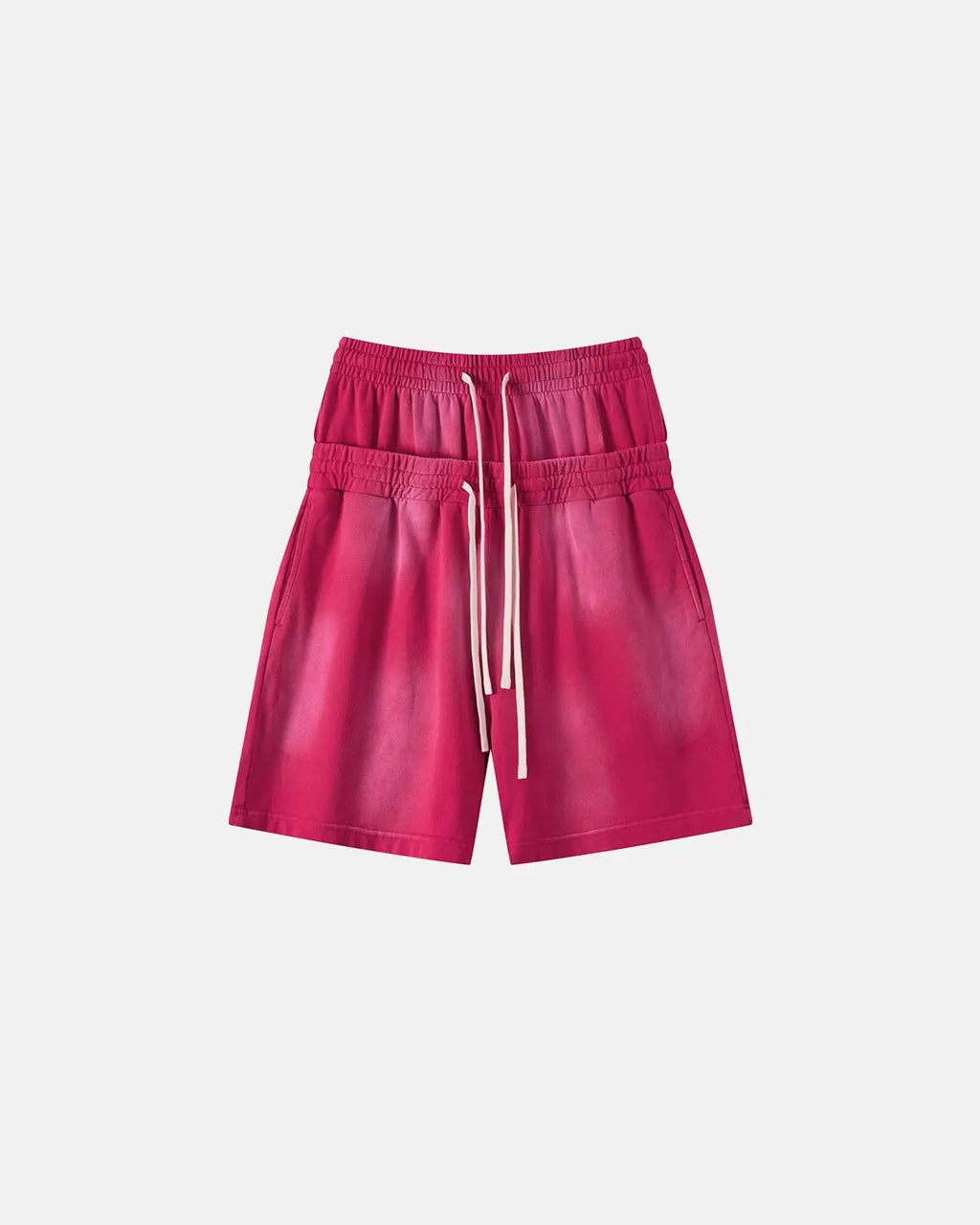 Inflation Streetwear double waist monkey wash sweat shorts featuring a relaxed fit and stylish distressed denim look.