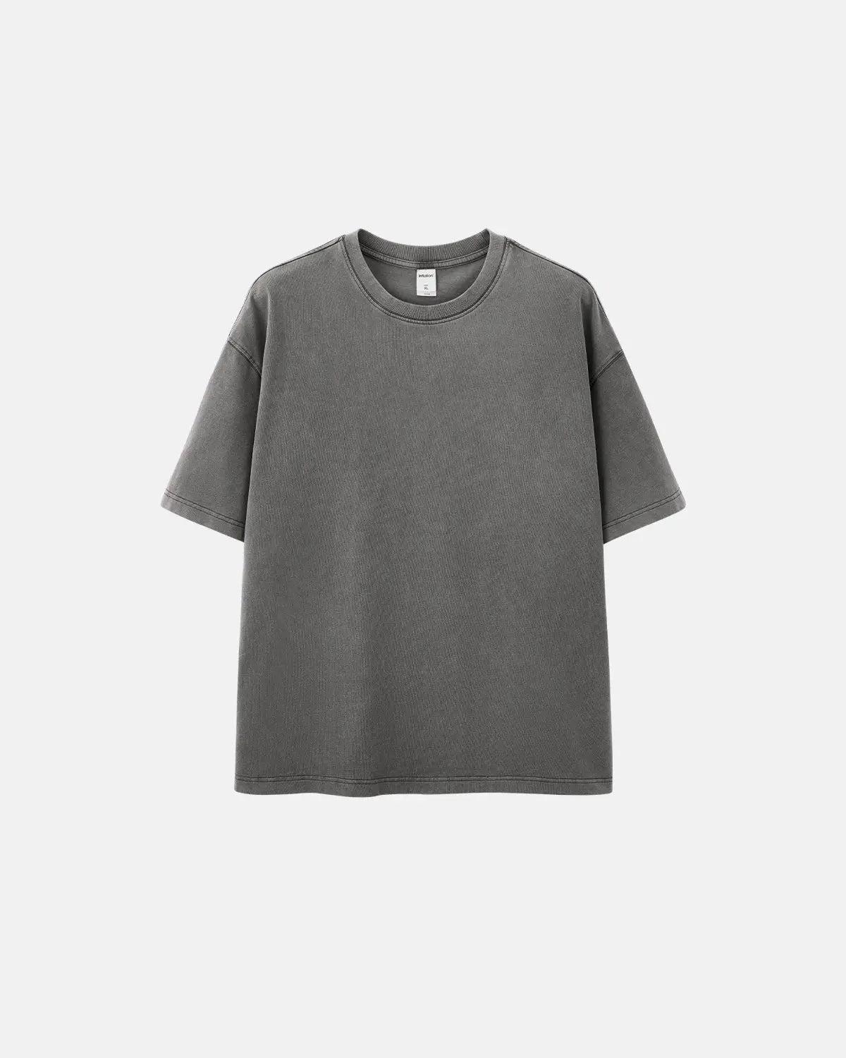 Oversized heavyweight washed T-shirt by INFLATION, showing relaxed fit and faded denim-like fabric with distressed details.