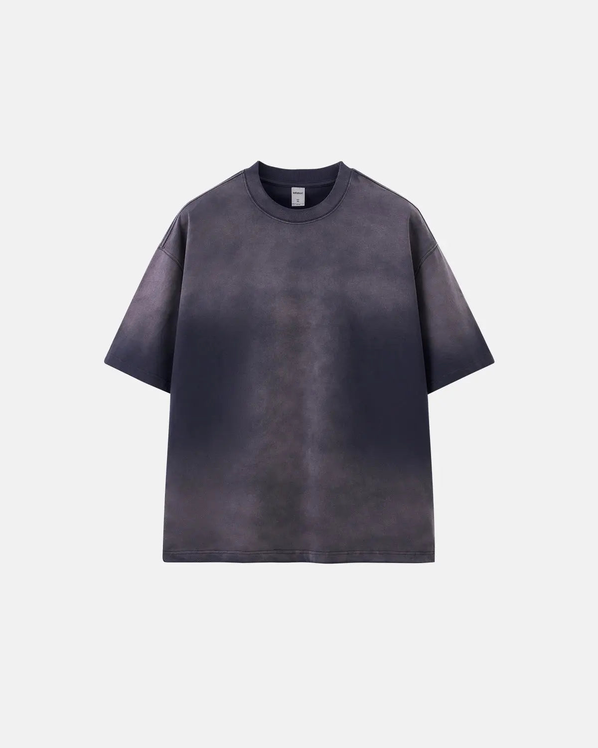 Inflation Streetwear oversized monkey acid wash tee displayed on a hanger, showcasing its relaxed fit and distressed denim look.