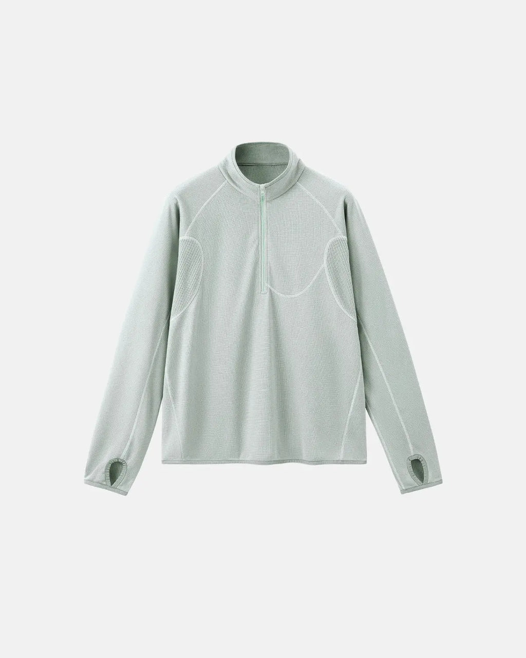 Inflation Streetwear breathable grid fleece half-zip sweatshirt with a stand-up collar and relaxed fit, shown in a neutral color.