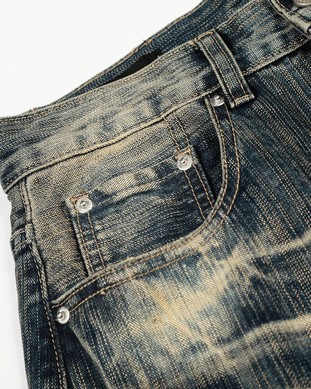 Inflation Bamboo Weave Barrel Baggy Jeans, casual streetwear denim with bamboo-inspired woven texture and relaxed fit style.
