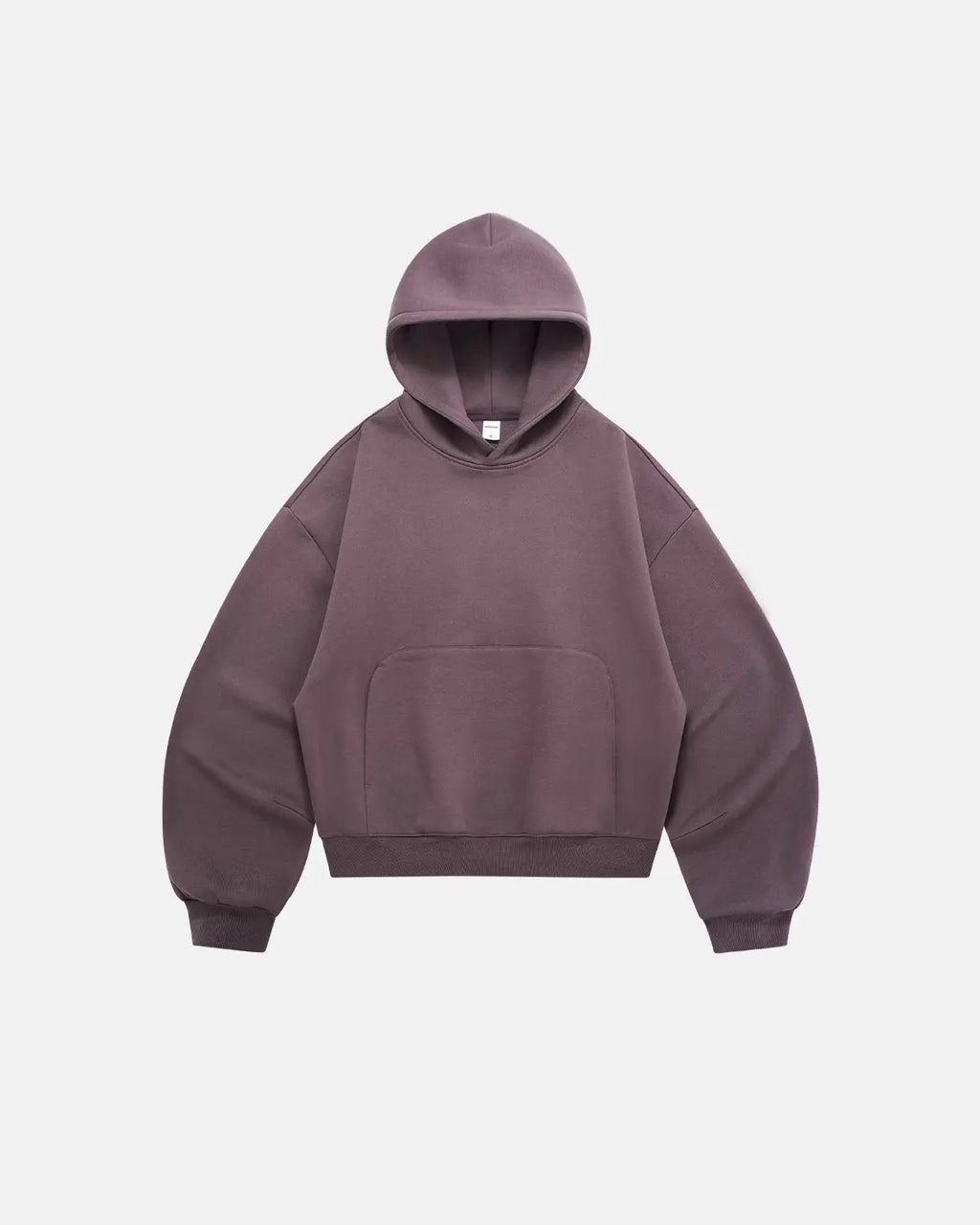 Blank comfy boxy fit hoodie by INFLATION, casual streetwear hoodie with a relaxed fit and simple design, front view.