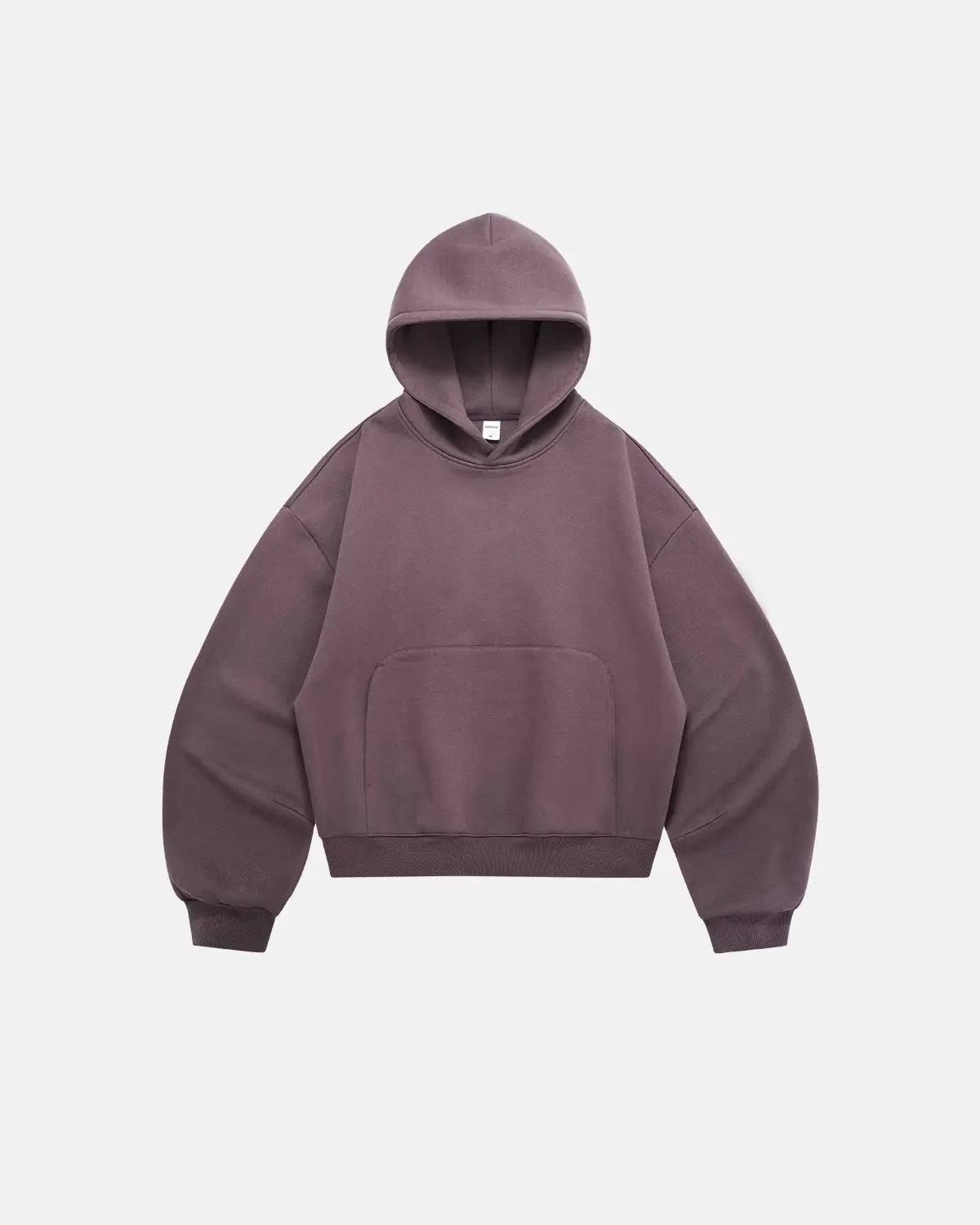 Blank comfy boxy fit hoodie by INFLATION, casual streetwear hoodie with a relaxed fit and simple design, front view.
