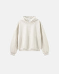 Blank boxy fit French Terry hoodie by INFLATION, featuring a relaxed silhouette and soft fabric, displayed on a hanger.