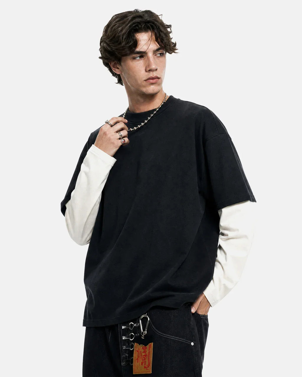 Color block long sleeve T-shirt from Inflation Streetwear, featuring bold color panels and a casual fit.