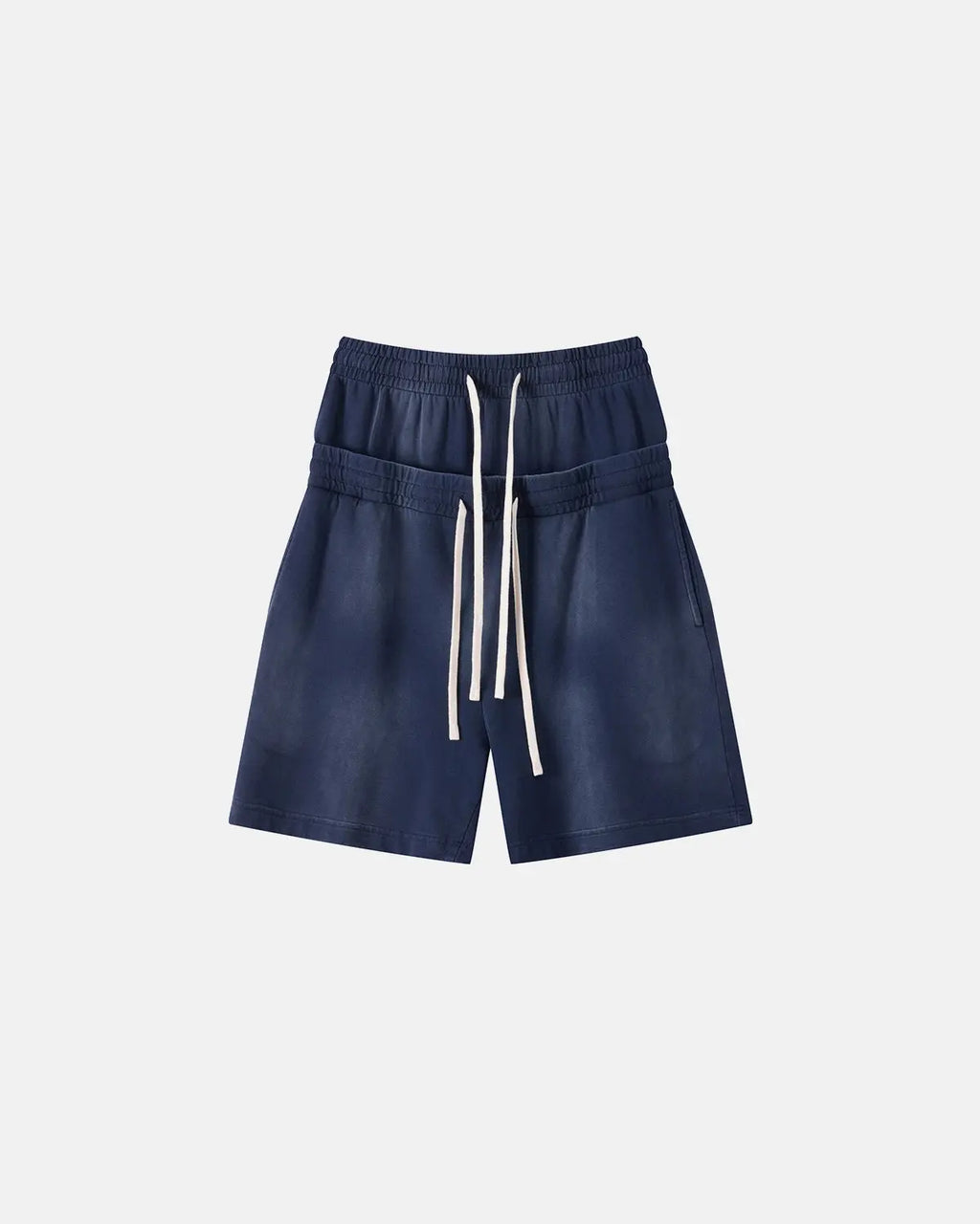 Inflation Streetwear double waist monkey wash sweat shorts featuring a relaxed fit and stylish wash finish.