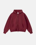 Vintage washed fleece boxy zip hoodie by INFLATION Streetwear, featuring a relaxed fit and casual style in soft fleece fabric.