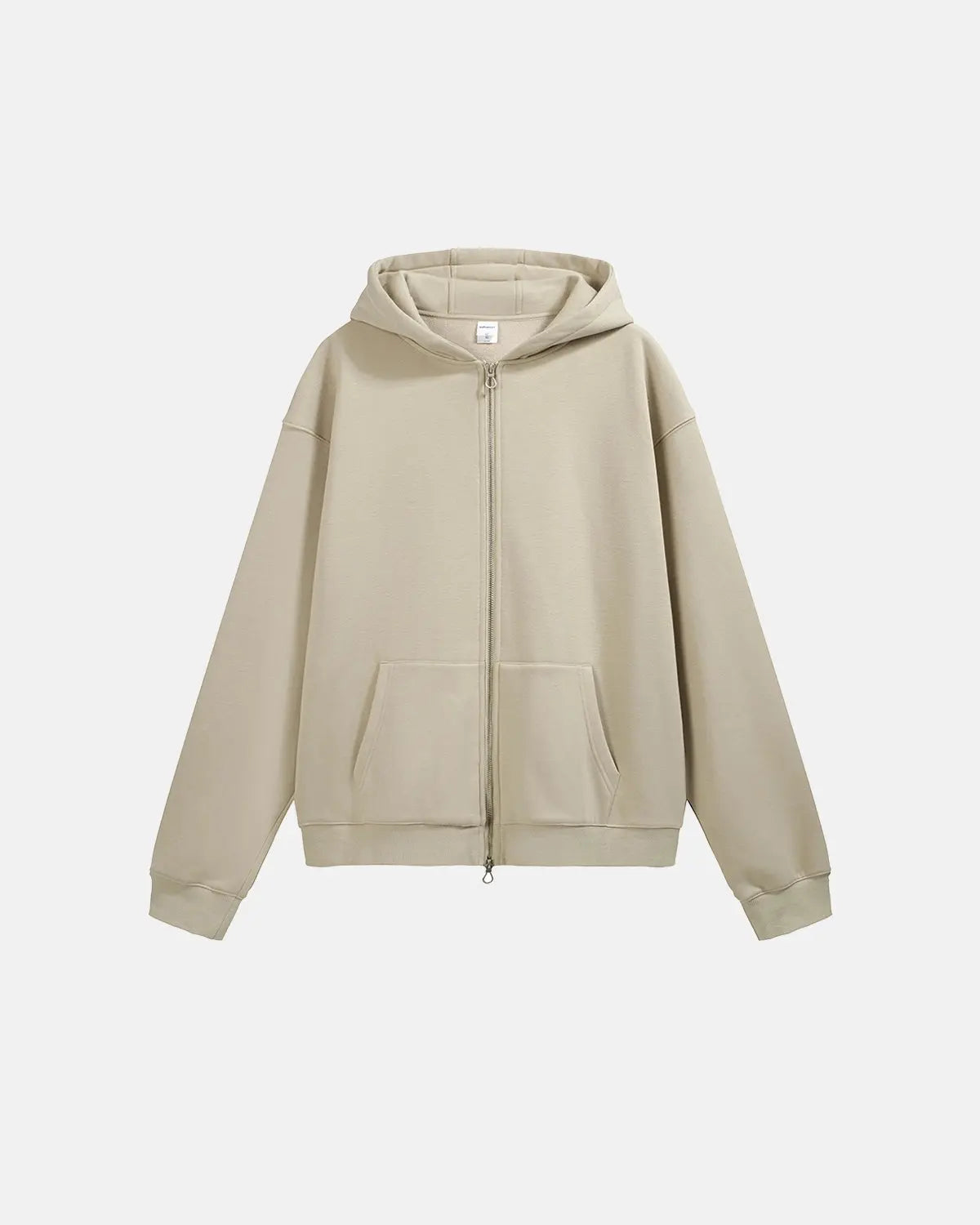 Inflation Streetwear fleece zip-up oversized hoodie in black, featuring a cozy fleece fabric and a relaxed fit.
