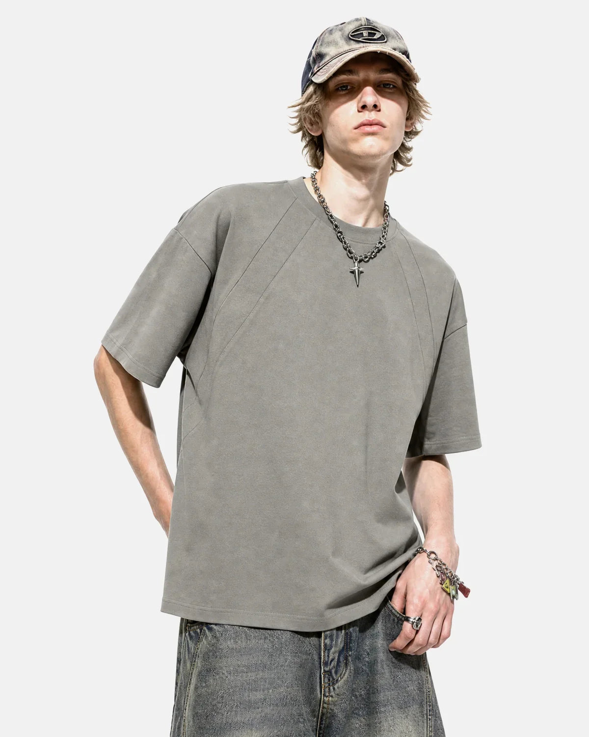 Boxy deconstructed T-shirt by INFLATION Streetwear, featuring a relaxed fit and modern design in a casual style.