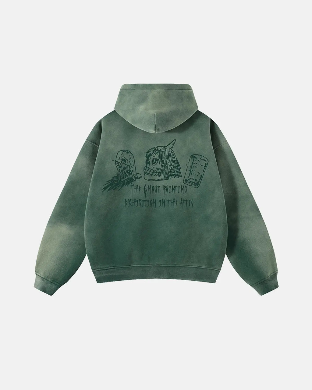 Inflation Streetwear Graphic Monkey Wash Zip Up Hoodie featuring a cartoon monkey print on soft fabric front view