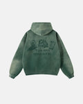 Inflation Streetwear Graphic Monkey Wash Zip Up Hoodie featuring a cartoon monkey print on soft fabric front view