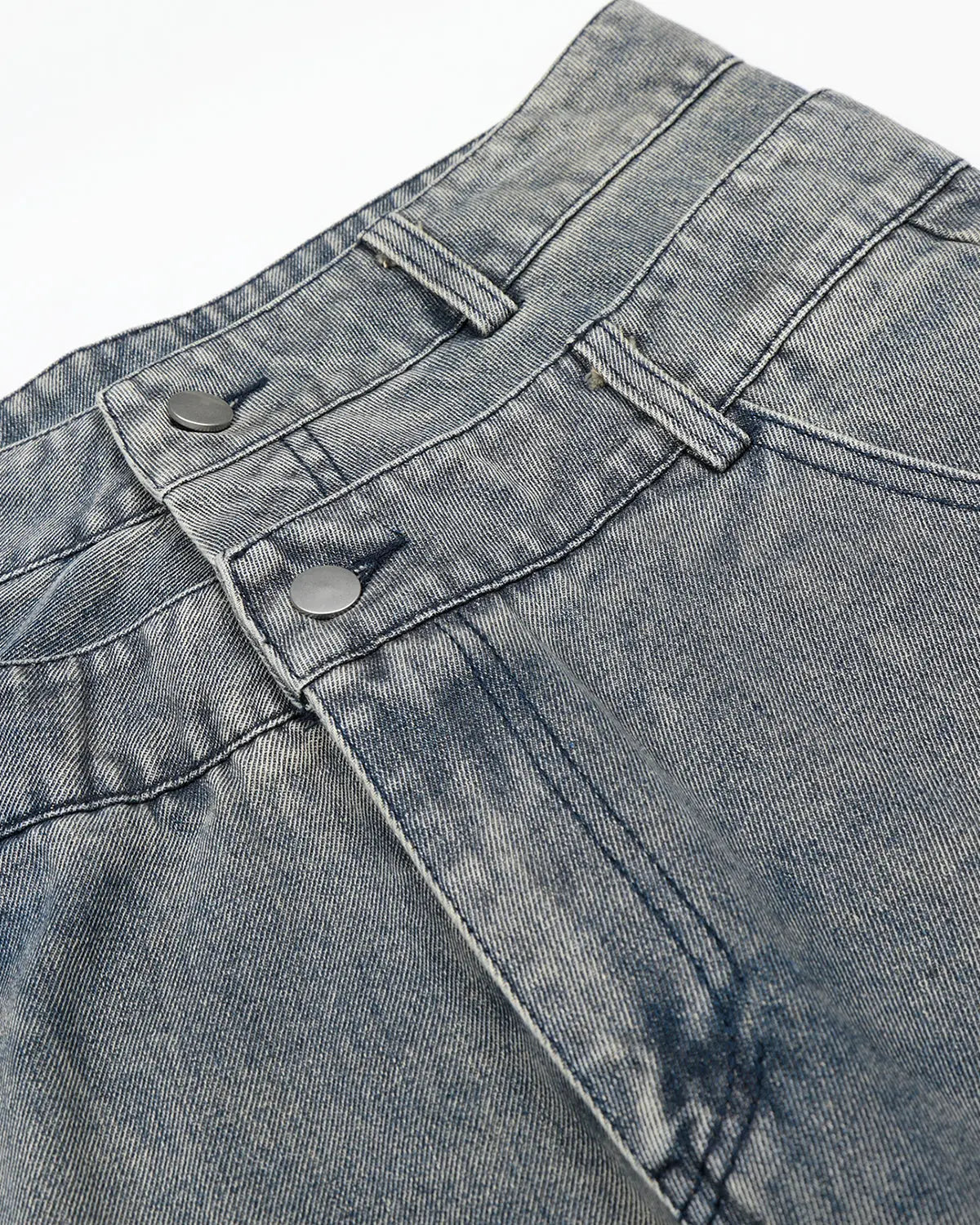 INFLATION Rhinestone Cross Double Waist Denim Jorts, stylish streetwear pants with rhinestone embellishments and double waist design.
