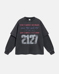Black acid wash layered T-shirt by INFLATION Streetwear, featuring a relaxed fit and distressed fabric details.