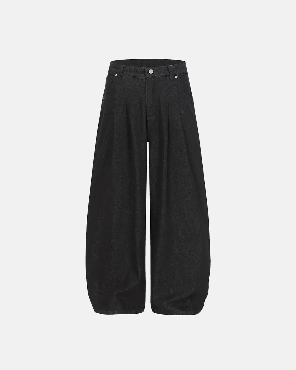 Inflation Streetwear heavyweight baggy raw wide-leg pants, made of durable denim fabric with a relaxed fit and raw hem.