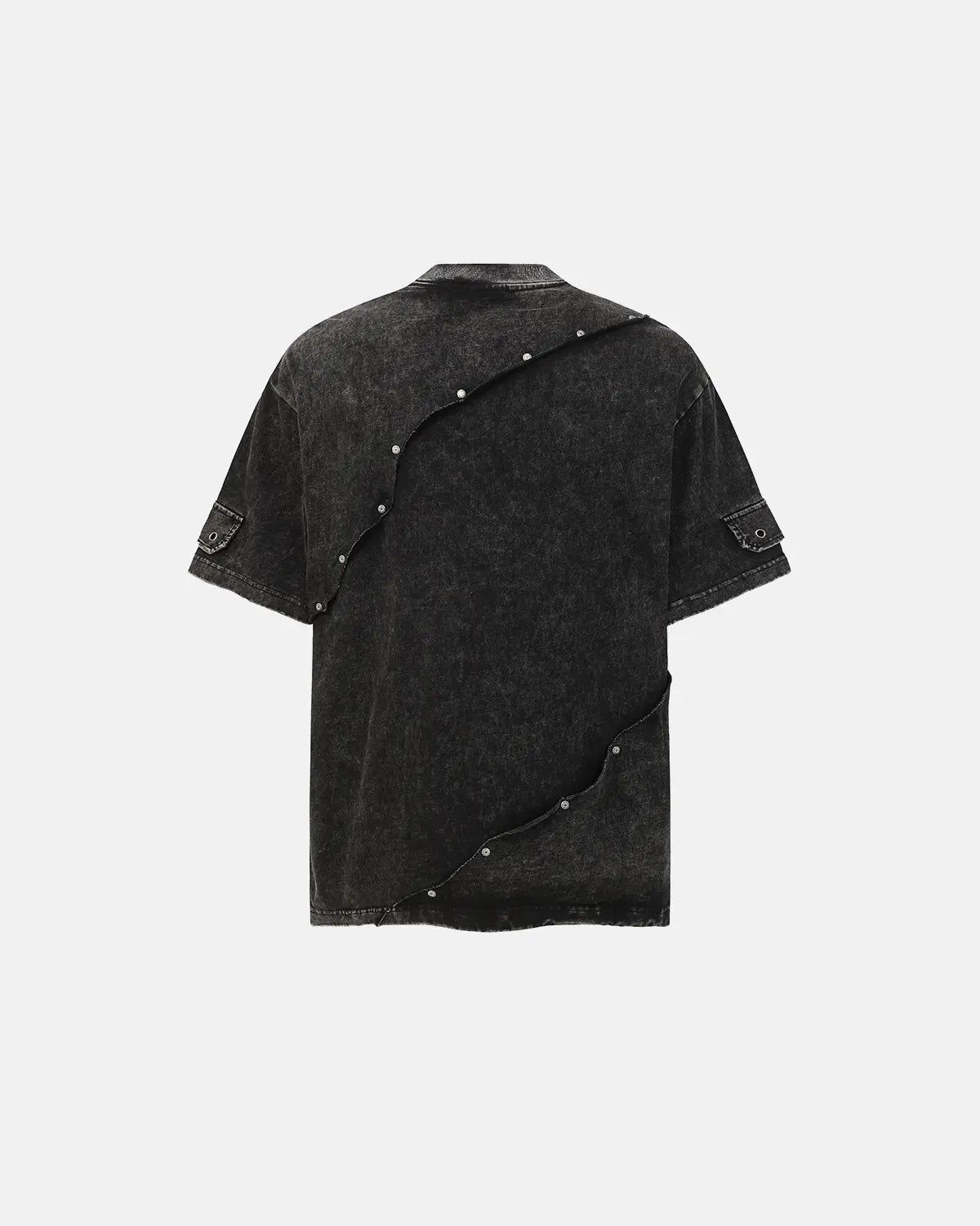 Deconstructed washed oversized T-shirt by INFLATION Streetwear, featuring an edgy, distressed design and relaxed fit.