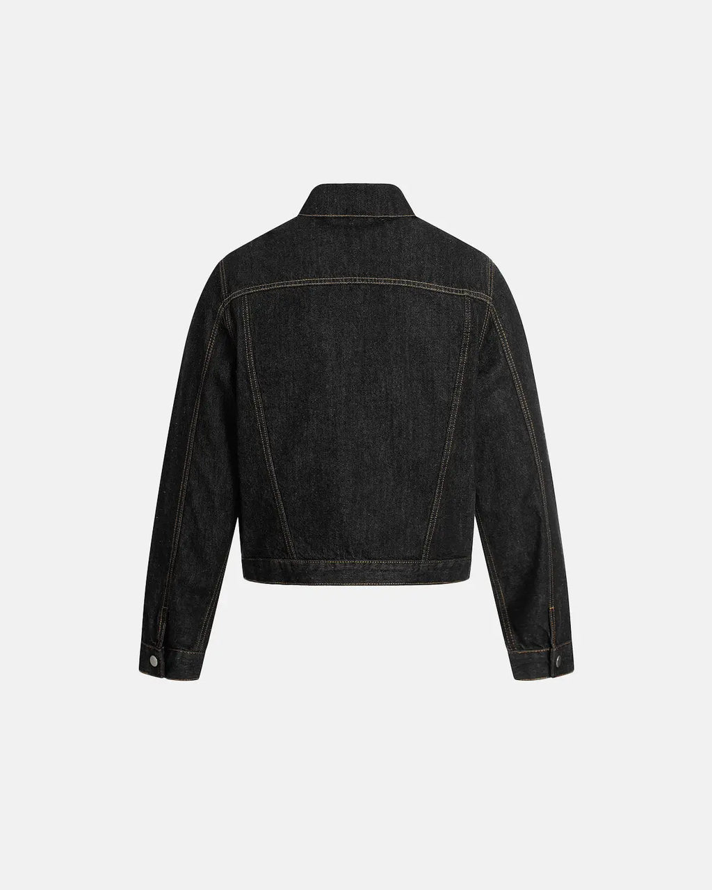 Black multi-pocket denim jacket by INFLATION featuring a stylish streetwear design with multiple functional pockets.