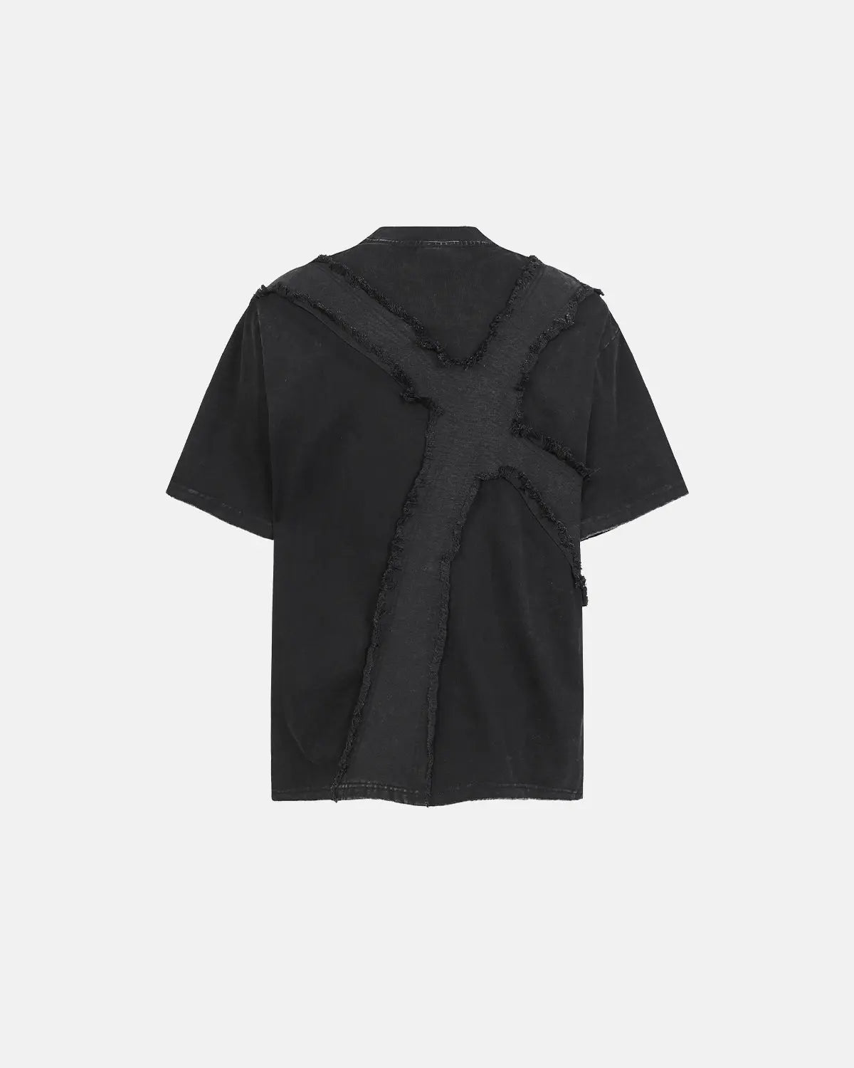 Deconstructed Cross Washed T-Shirt by Inflation Streetwear featuring a distressed design and casual fit.