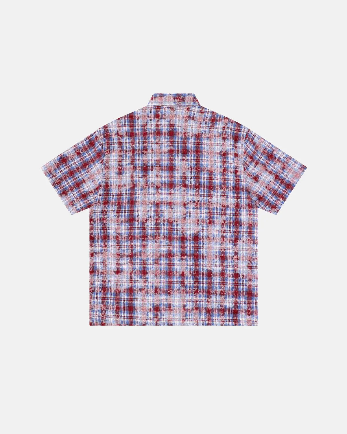 Inflation Streetwear devil embroidered plaid shirt with red and black pattern, long sleeves, and detailed devil embroidery on the front.